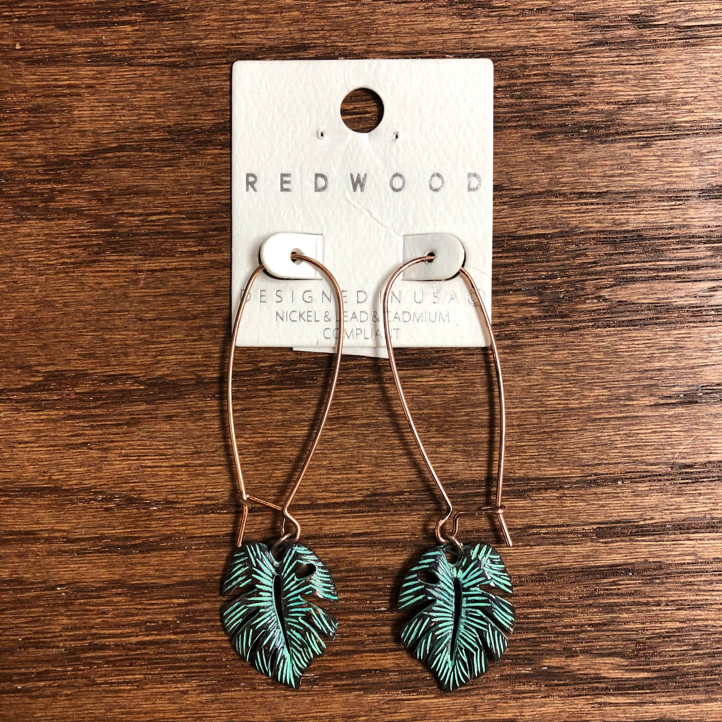 Turquoise Monstera Leaf Dangle Earrings