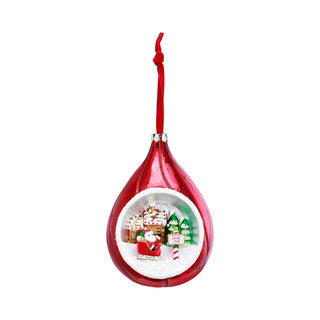 Blown Glass Santa Diorama Ornament