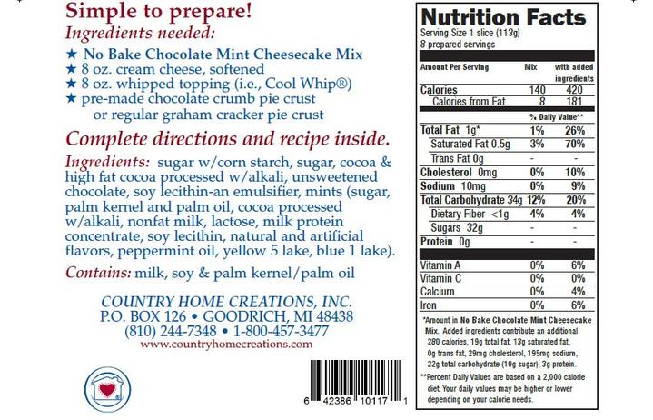 No Bake Chocolate Mint Cheesecake Mix