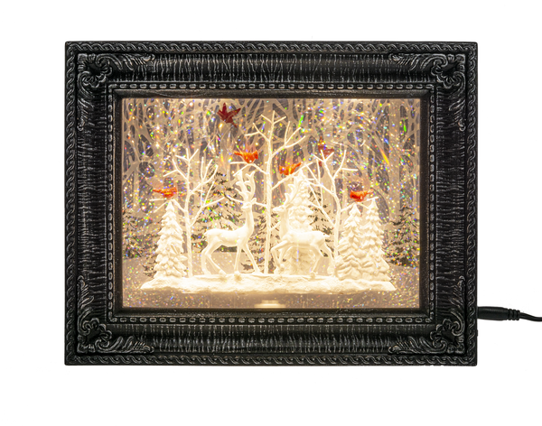 LED Light Up Shimmer Deer w/Cardinals Scene