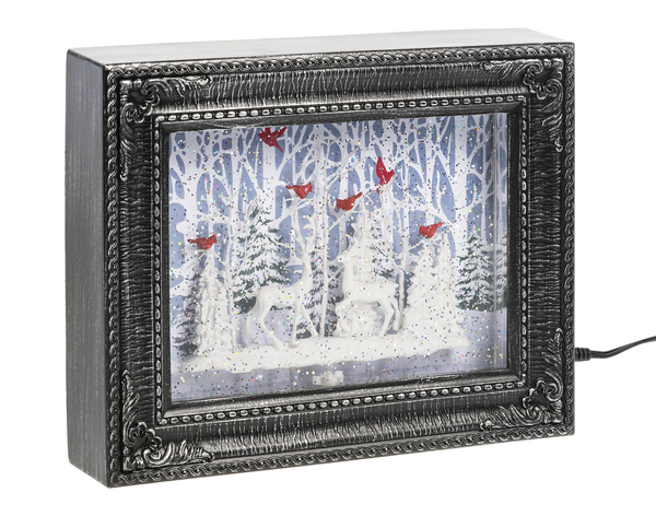 LED Light Up Shimmer Deer w/Cardinals Scene