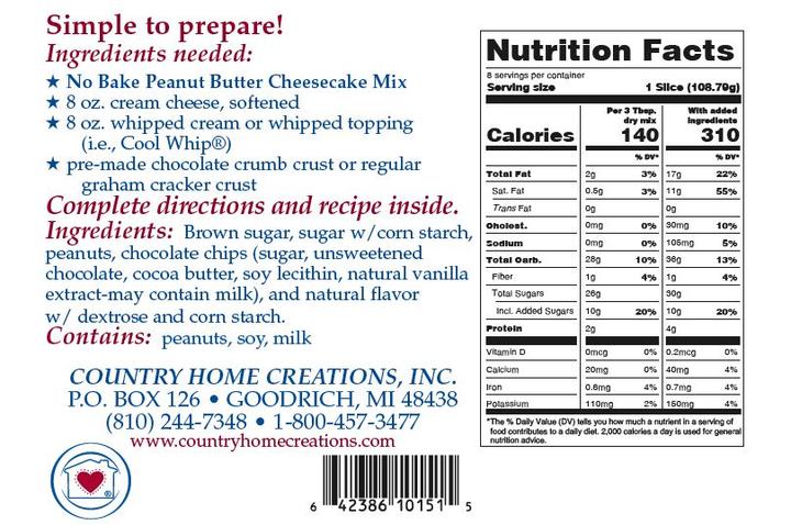 No Bake Peanut Butter Cheesecake Mix