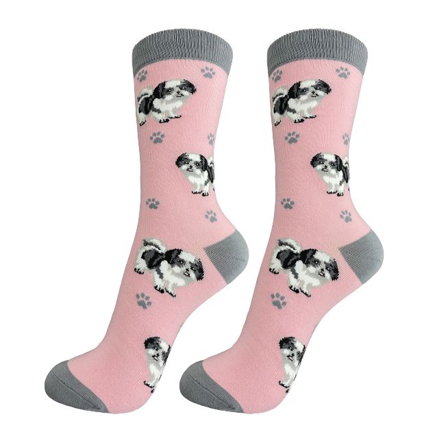 Shih Tzu Black and White Happy Tails Socks