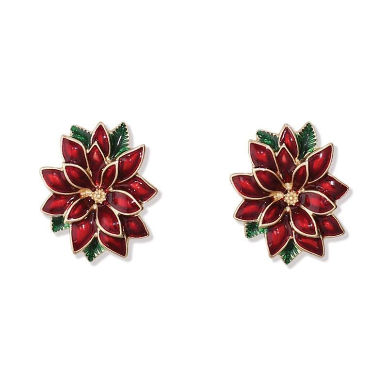 Enamel Poinsettias Earrings