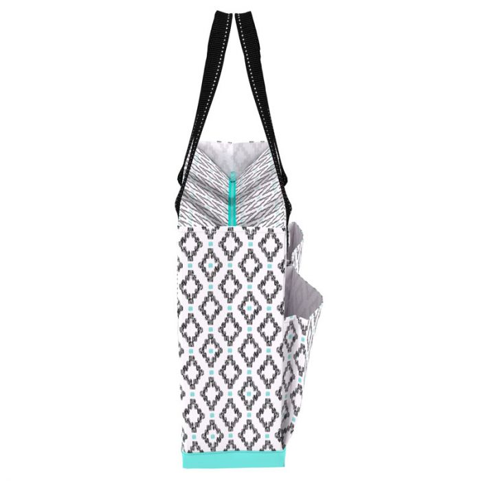 Uptown Girl Pocket Tote Bag (Teal Diamond)