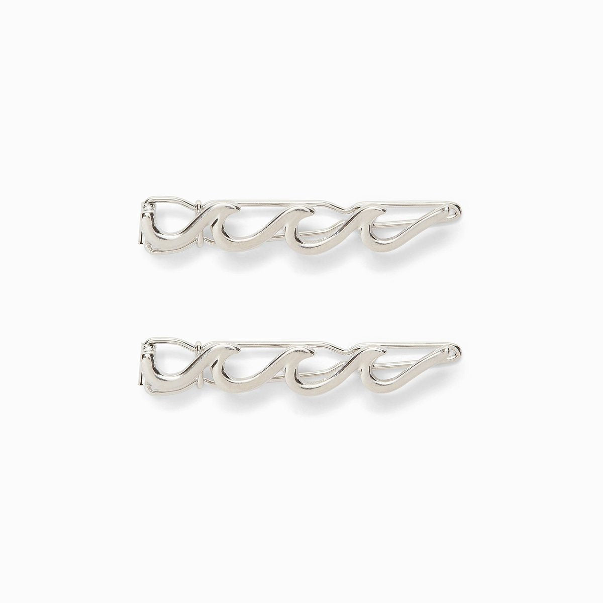 Silver Wave Hair Barrette 2 Pack