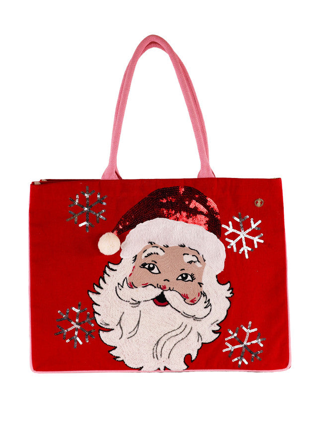 Santa Embroidered Tote Bag