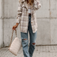 Khaki Plaid Shirt emovable Hood Buttoned Shacket: Khaki / 100%Polyester / M