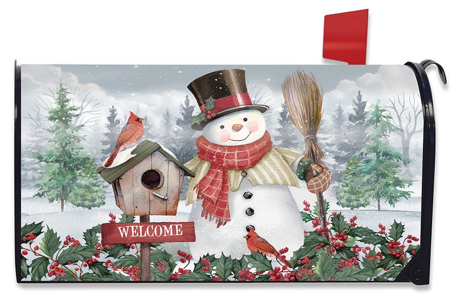 Jolly Snowman Welcome Winter Mailbox Cover