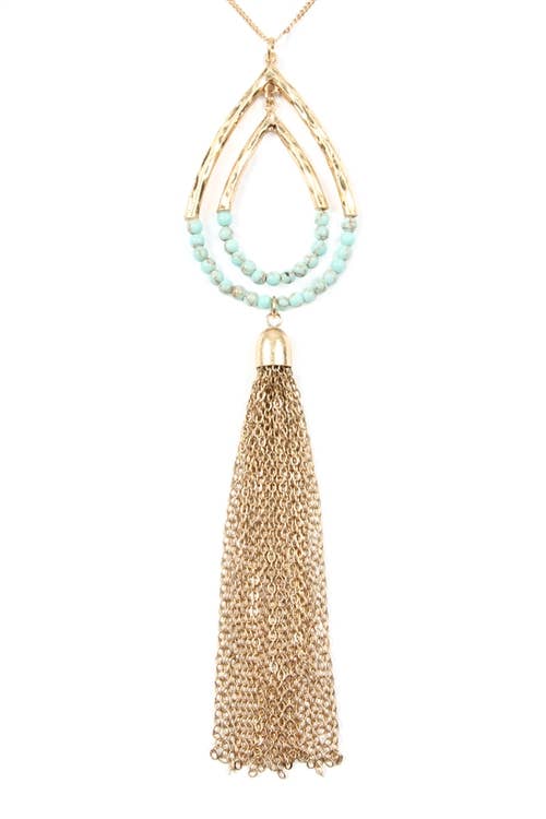 Teardrop Pendant Tassel Chain Necklace