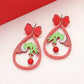 Glittered Resin Christmas Grinch Hand Teardrop Earring