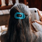 Teal With It Flat Round Hair Clip