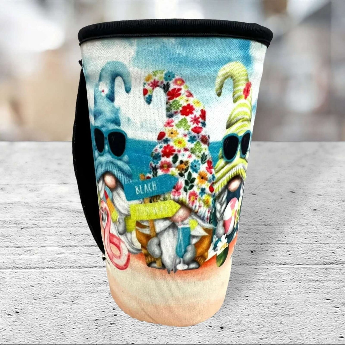 20 OZ White Sunflower  Insulated Cup Cover Sleeve fits Med to Large Cups Thermal & Washable