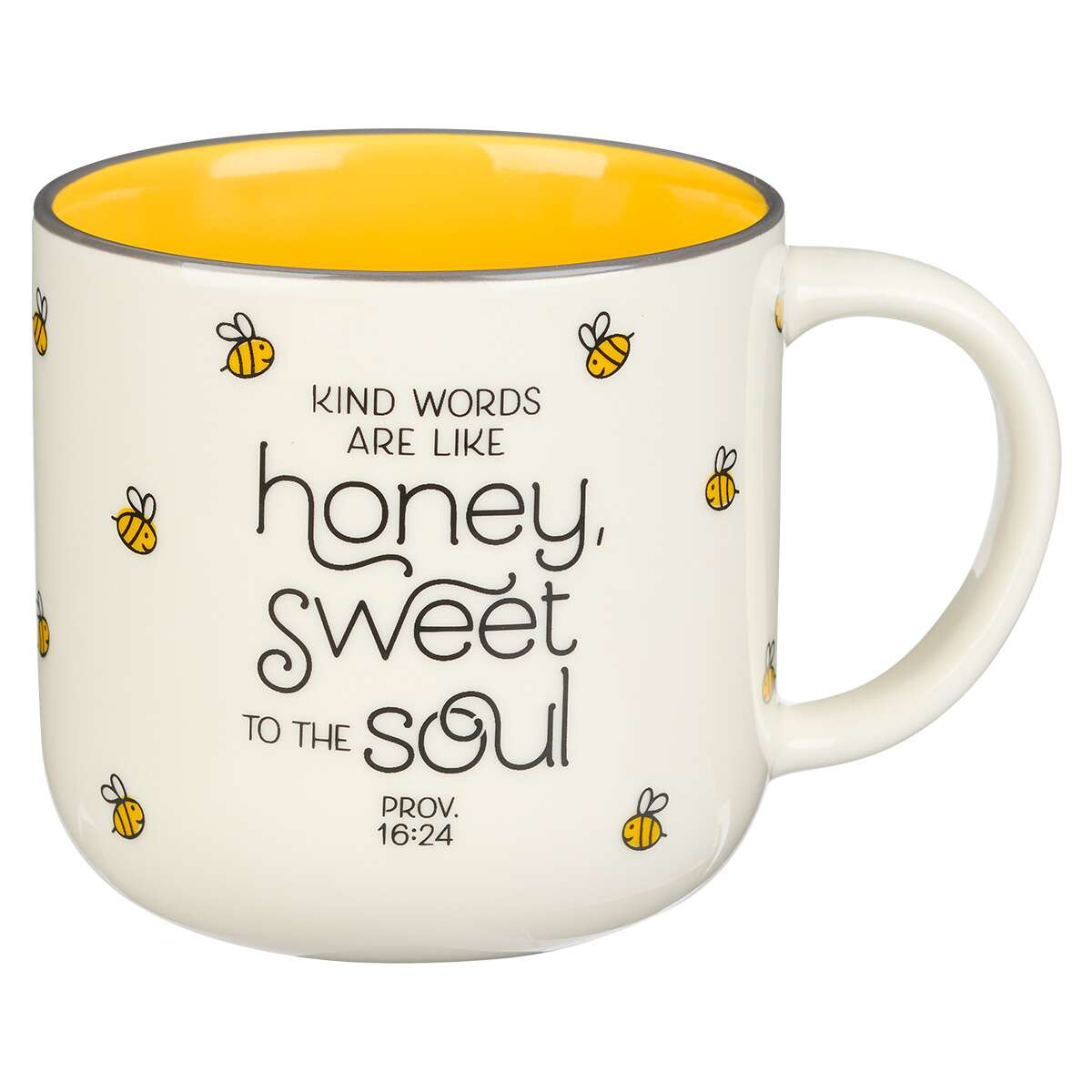 Mug White/Yellow Bees Kind Words Prov. 16:24