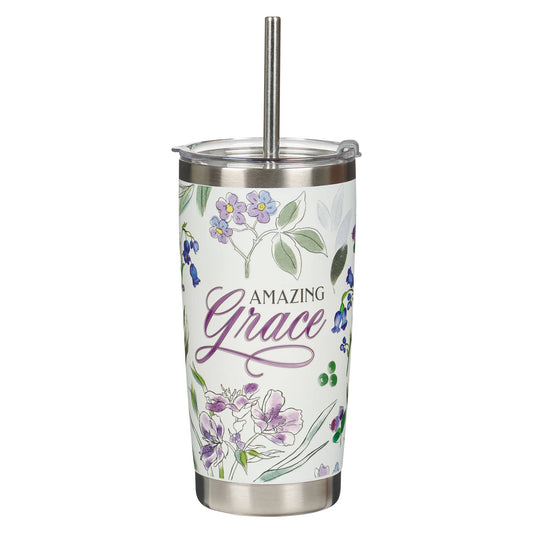 Tumbler w/straw SS Purple Amazing Grace