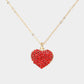 Crystal pave heart pendant necklace: Red