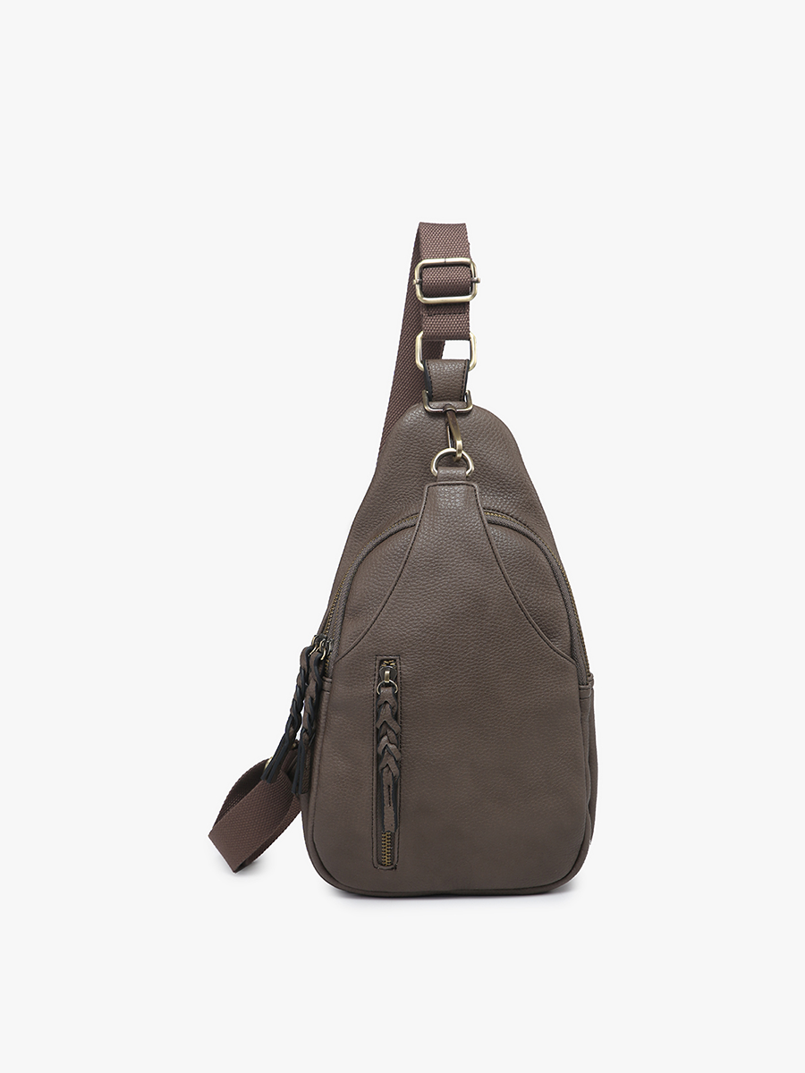 M2342 Nikki Dual Compartment Sling Pack Bag: Brown