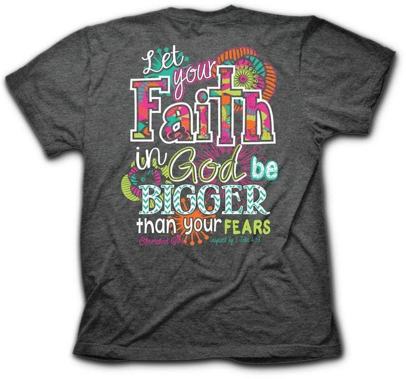 Cherished Girl Womens T-Shirt Big Faith: Charcoal Heather