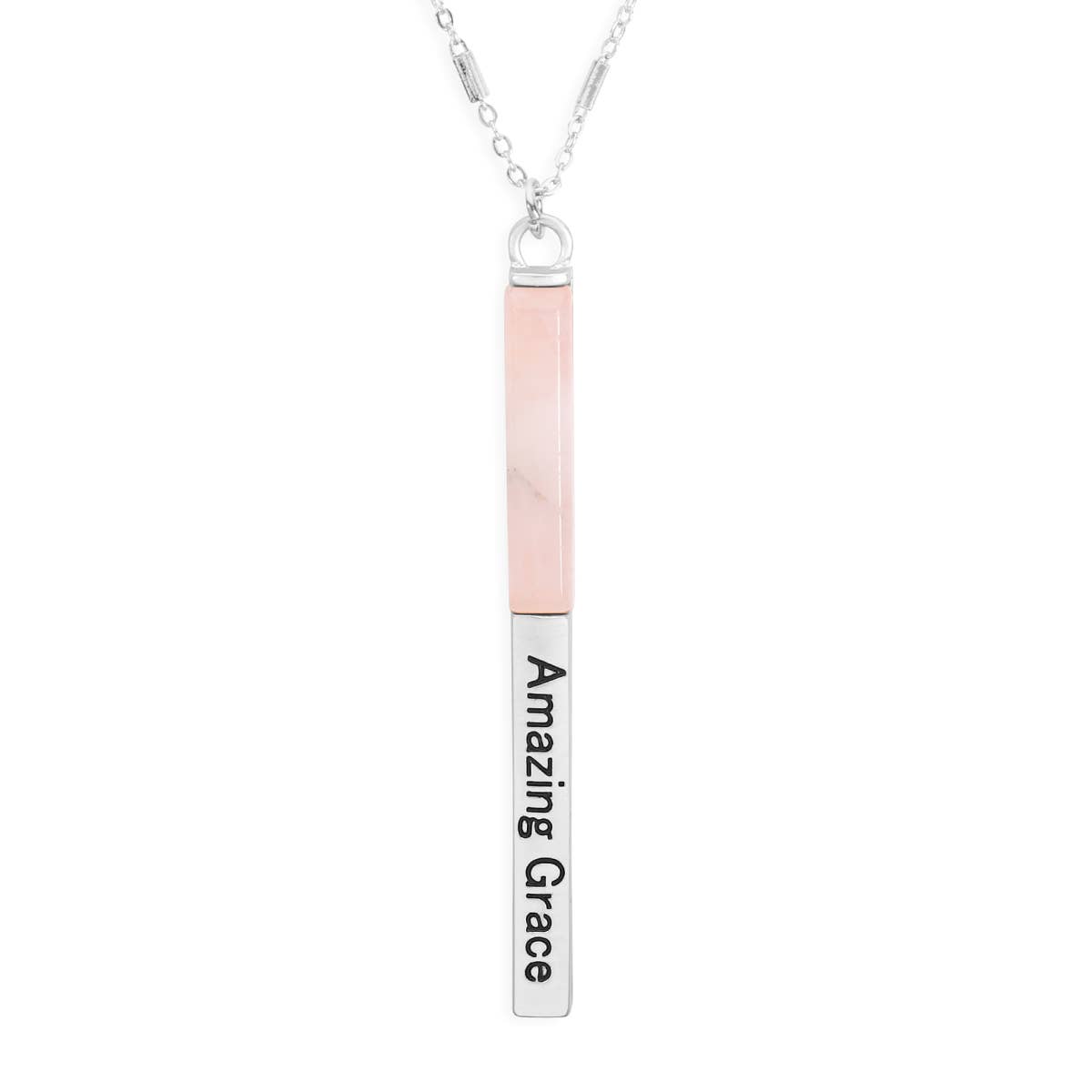 AMAZING GRACE HALF METAL STONE BAR PENDANT NECKLACE