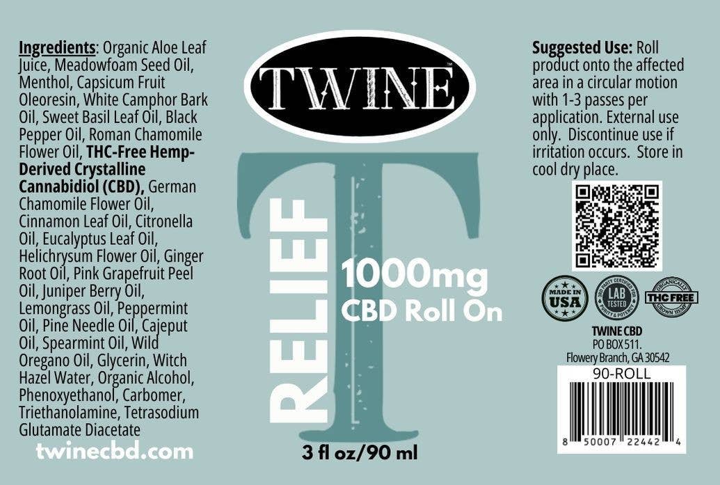 CBD Relief Roller – Cooling Menthol Muscle & Joint Roll-On 1000mg