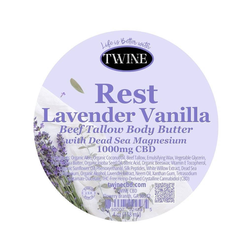 Tallow Body Butter – Deep Hydration with CBD & Magnesium – Rest - Lavender Vanilla - Nighttime cream