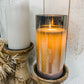 Metallic Silver Glass Cylinder Moving Flame LED Candle 3x4in