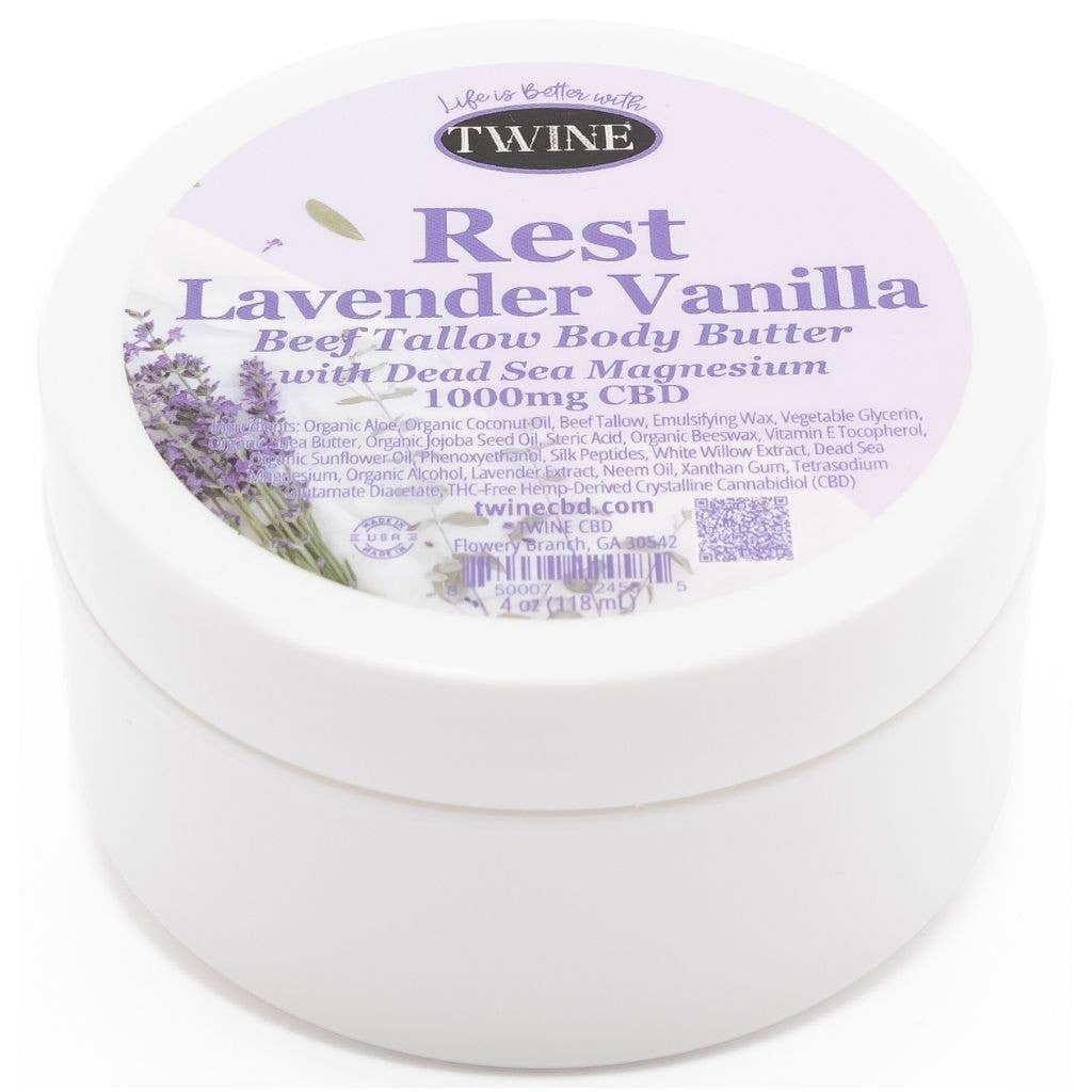 Tallow Body Butter – Deep Hydration with CBD & Magnesium – Rest - Lavender Vanilla - Nighttime cream