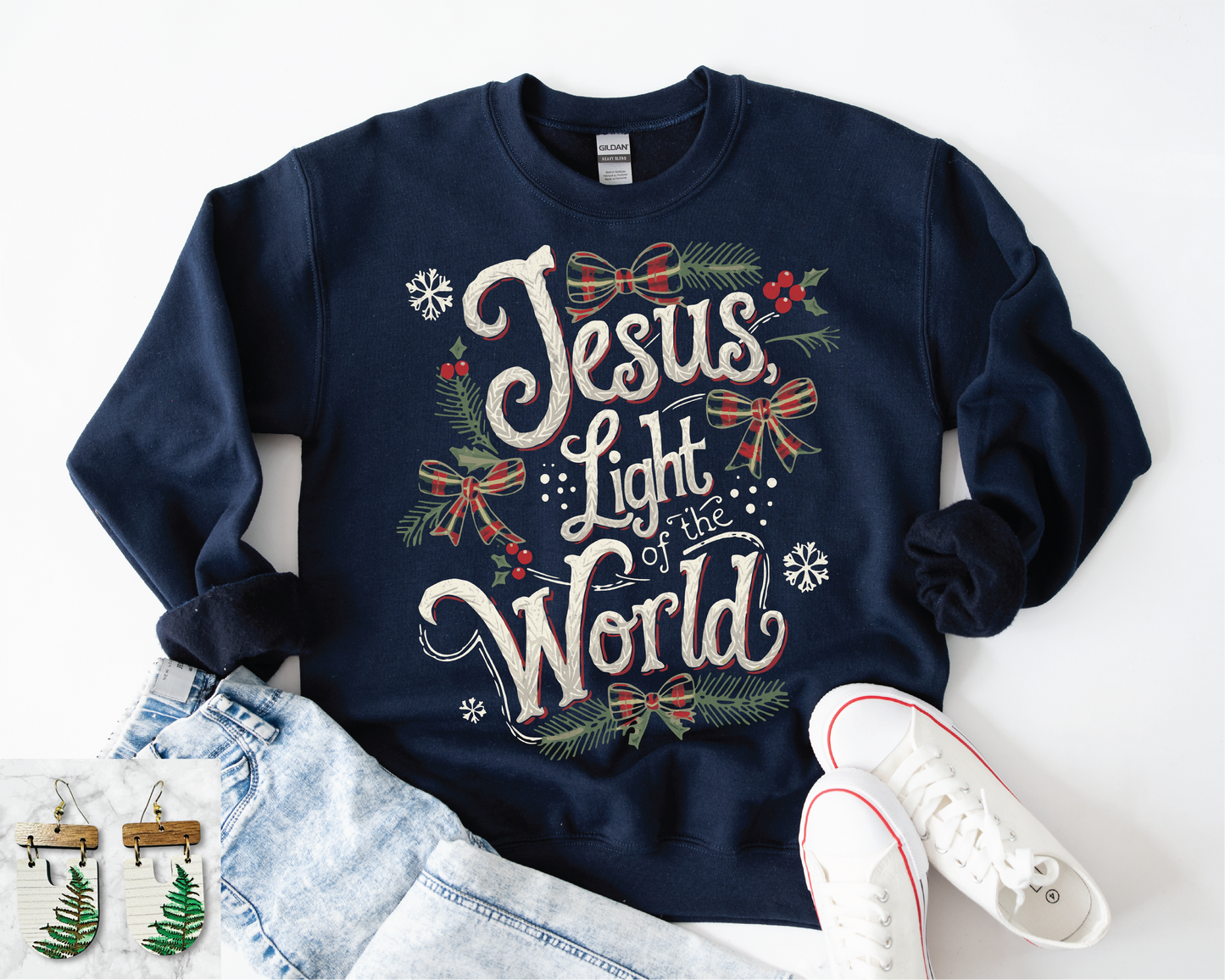 Jesus Light of The World: Navy Sweatshirt