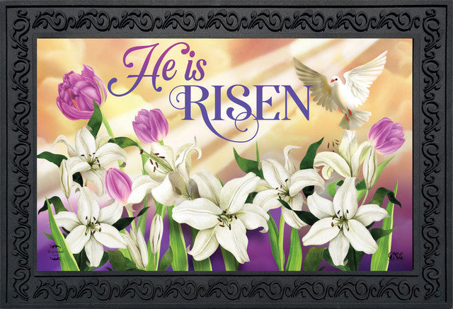 He Is Risen Lilies Doormat