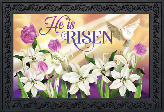 He Is Risen Lilies Doormat