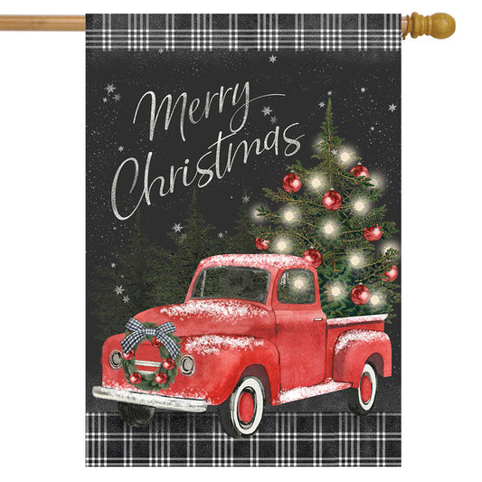 Classic Christmas Pickup Double Sided House Flag