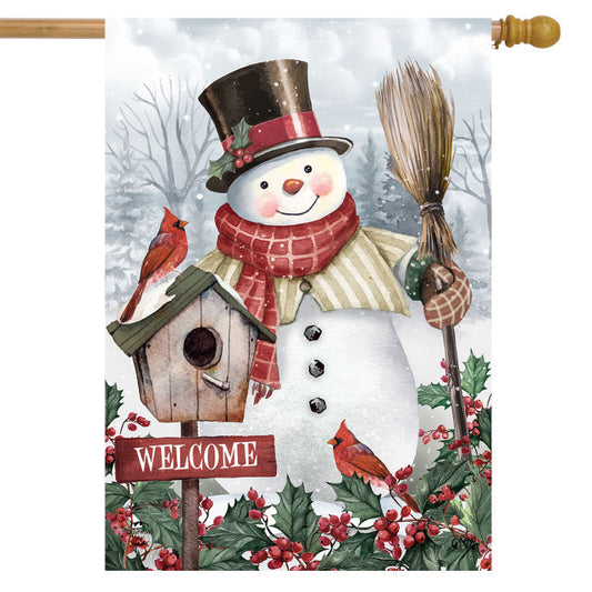 Jolly Snowman Welcome House Flag