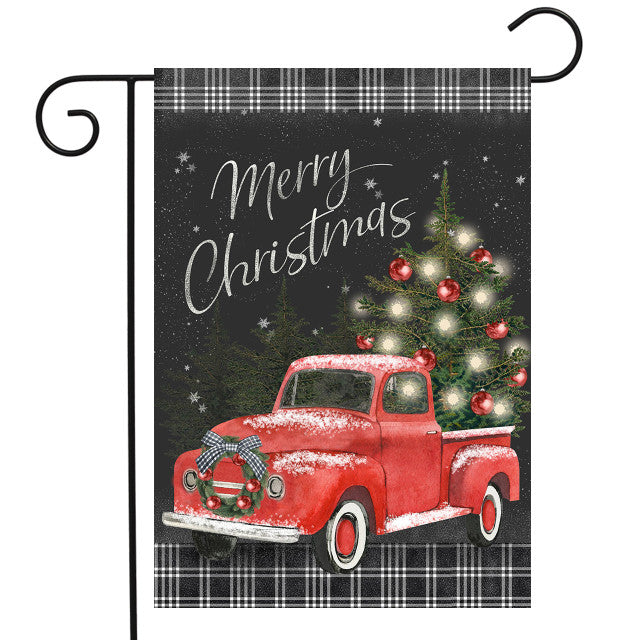 Classic Christmas Pickup Double Sided Garden Flag