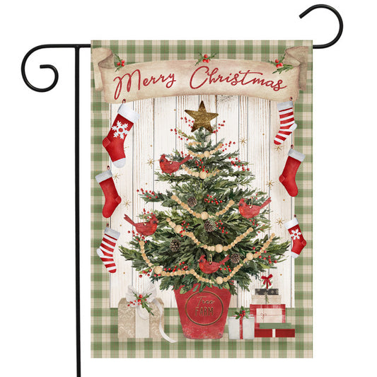 Potted Merry Christmas Tree Garden Flag