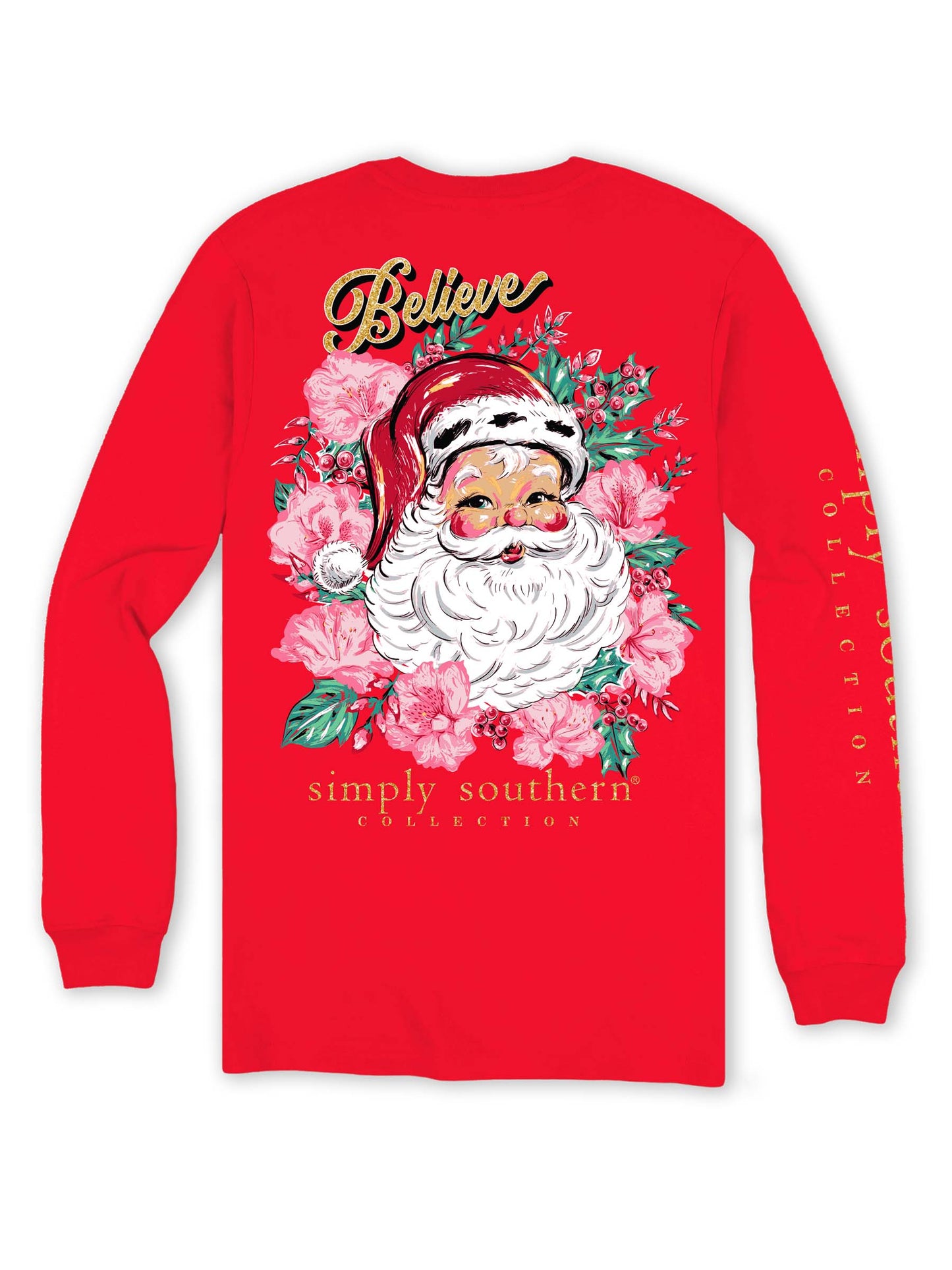 Floral Santa Long Sleeve Shirt