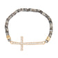 CROSS RHINESTONE NATURAL STONE STRETCH BRACELET