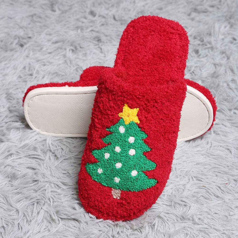 Christmas Tree Print Soft Home Indoor Floor Slippers
: M/L