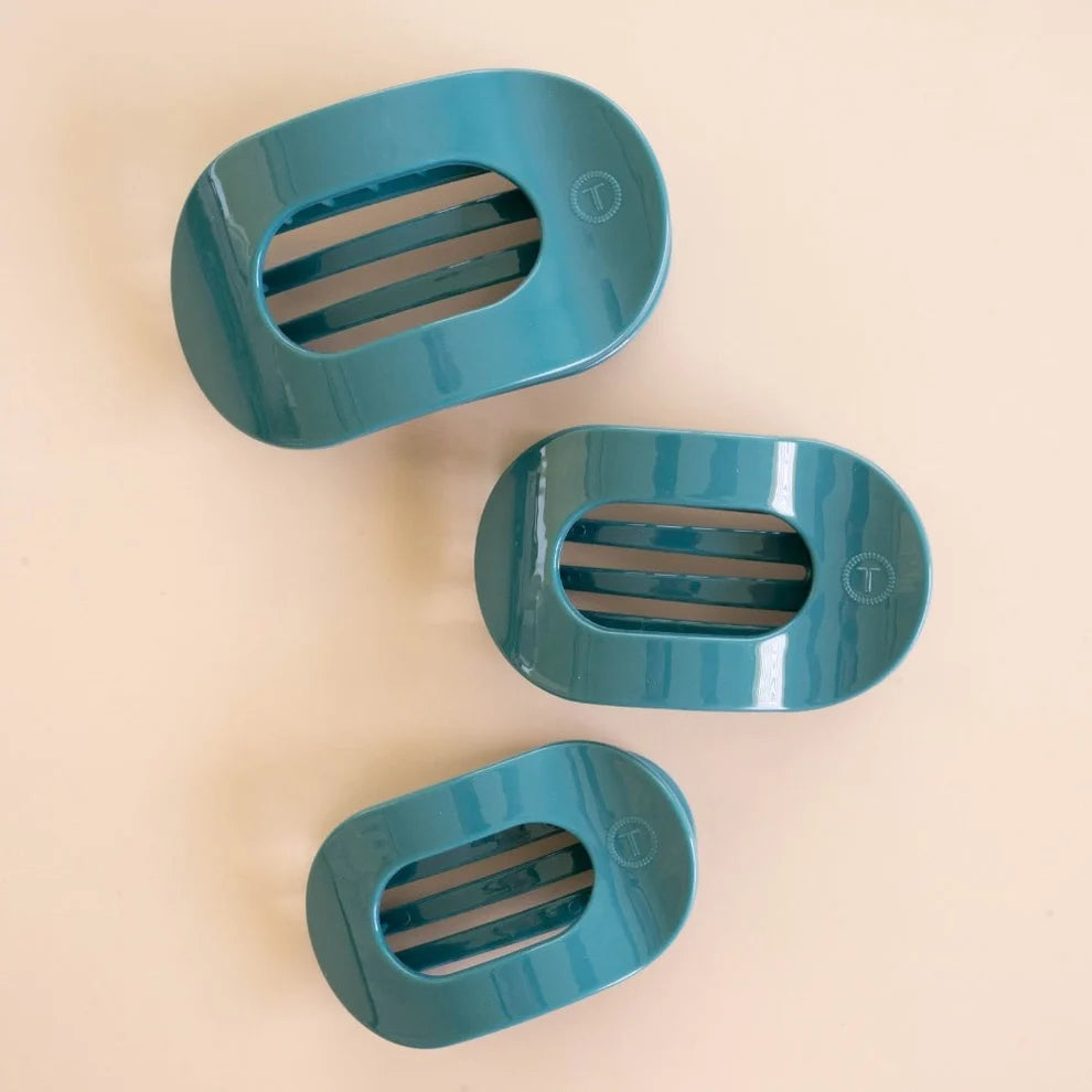 Teal With It Flat Round Hair Clip