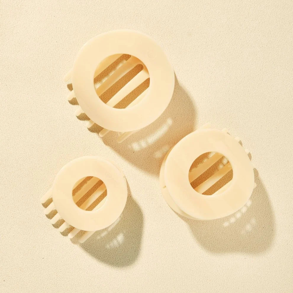 Almond Beige Flat Circle Hair Clip