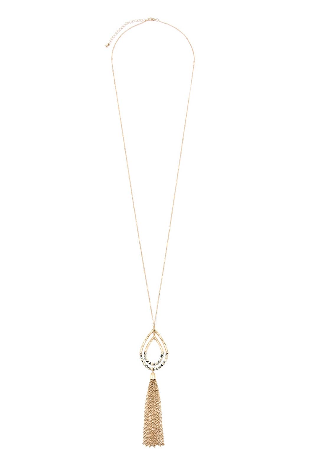 Teardrop Pendant Tassel Chain Necklace