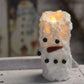 Snowman Bumpy Moving Flame LED Candle 2in by 5in