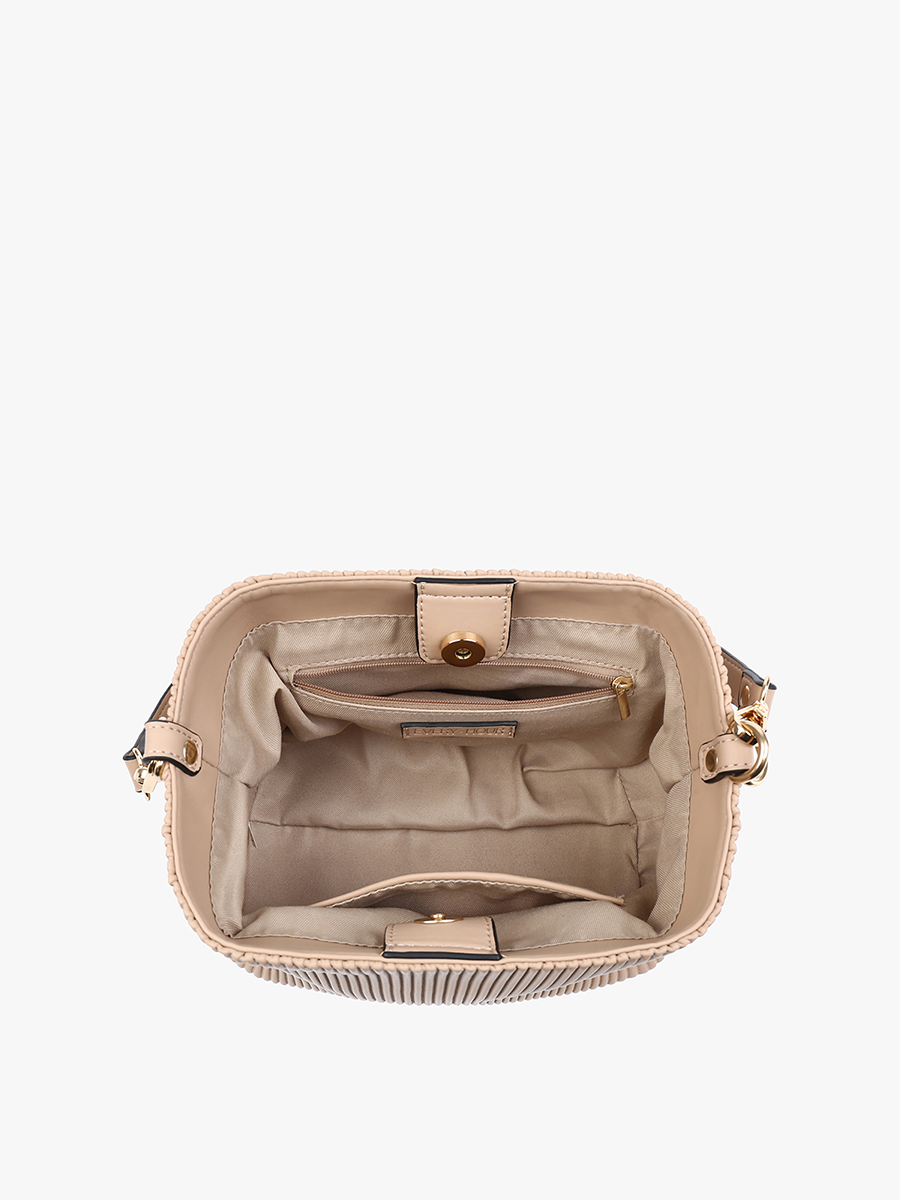 EH2460 Dove Pleated Satchel w/ Large Handle: Taupe