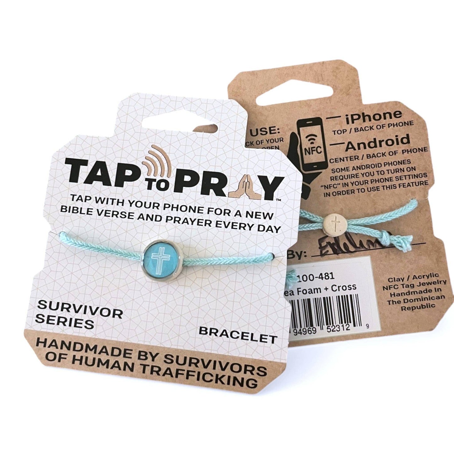 Tap To Pray® Survivor Series Bracelet: Turquoise + Cross