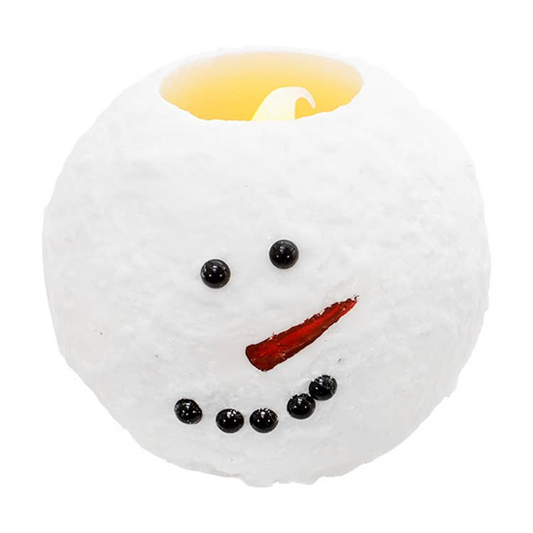 Large Round Snowman LED Candle