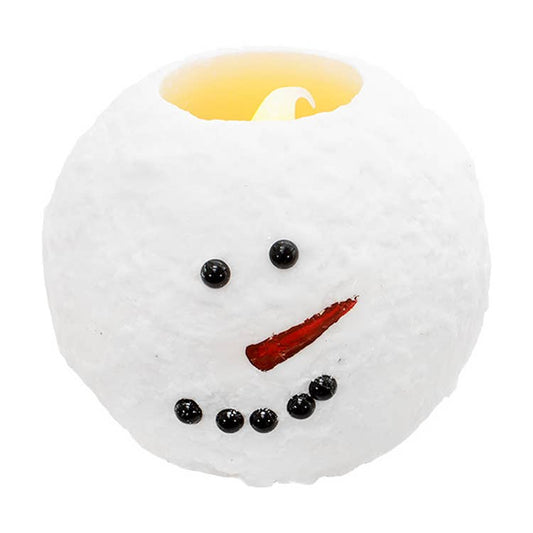 Large Round Snowman LED Candle - 5 x 4.8 in