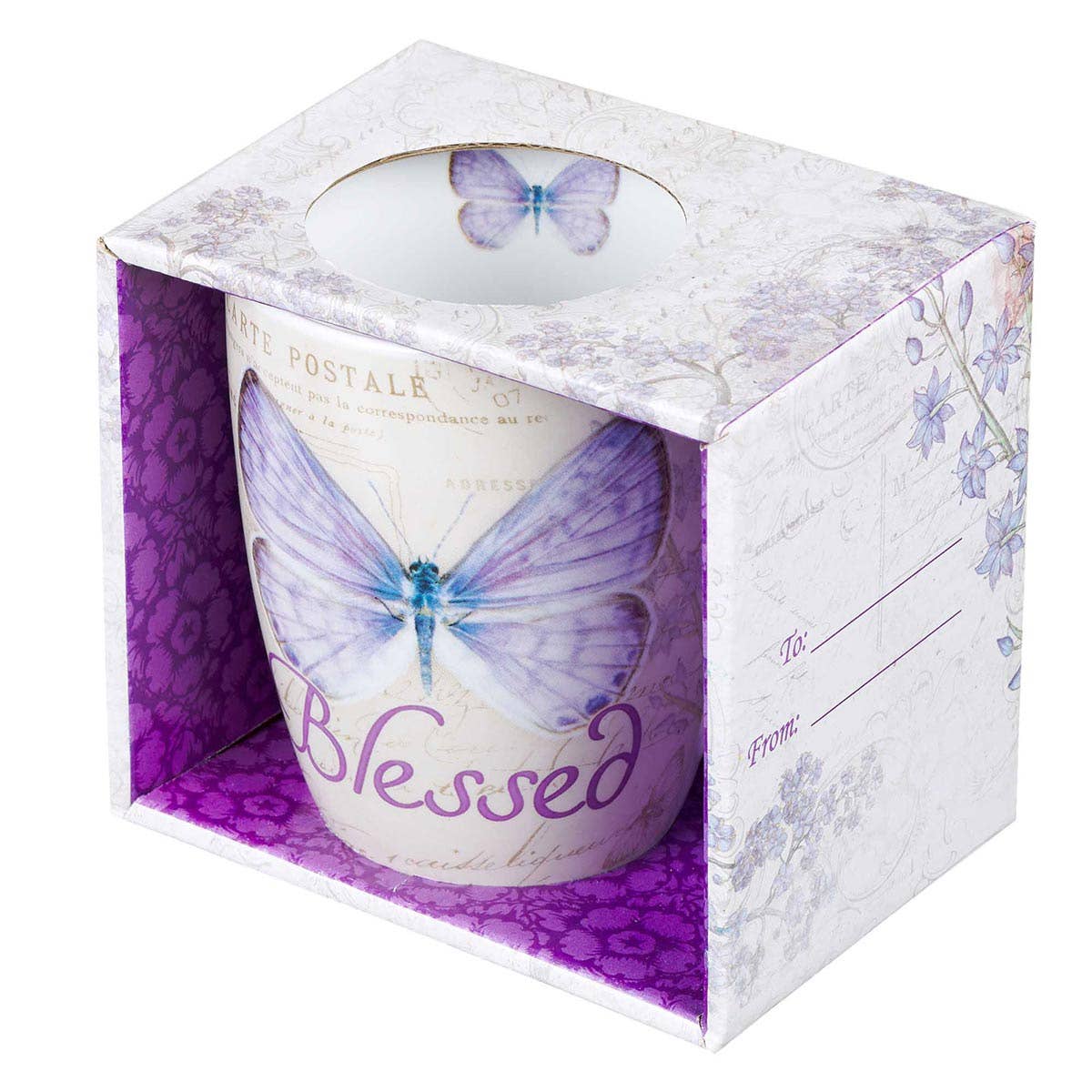 Blessed Purple Butterfly Coffee Mug - Jeremiah 17:7