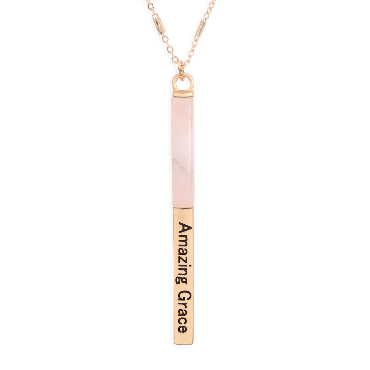 AMAZING GRACE HALF METAL STONE BAR PENDANT NECKLACE