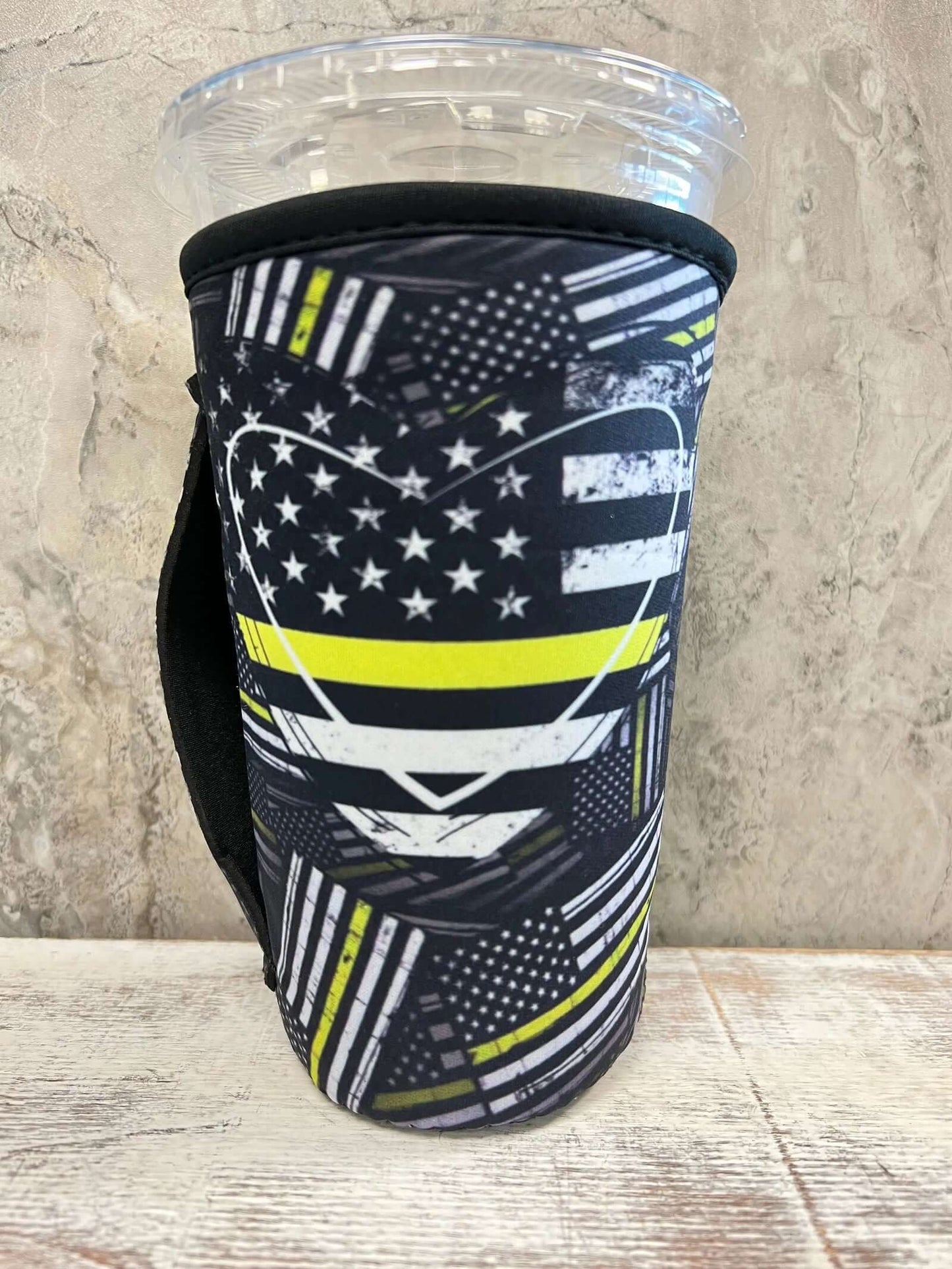 20 OZ YELLOW LINE HEART Dispatcher Insulated Cup Cover