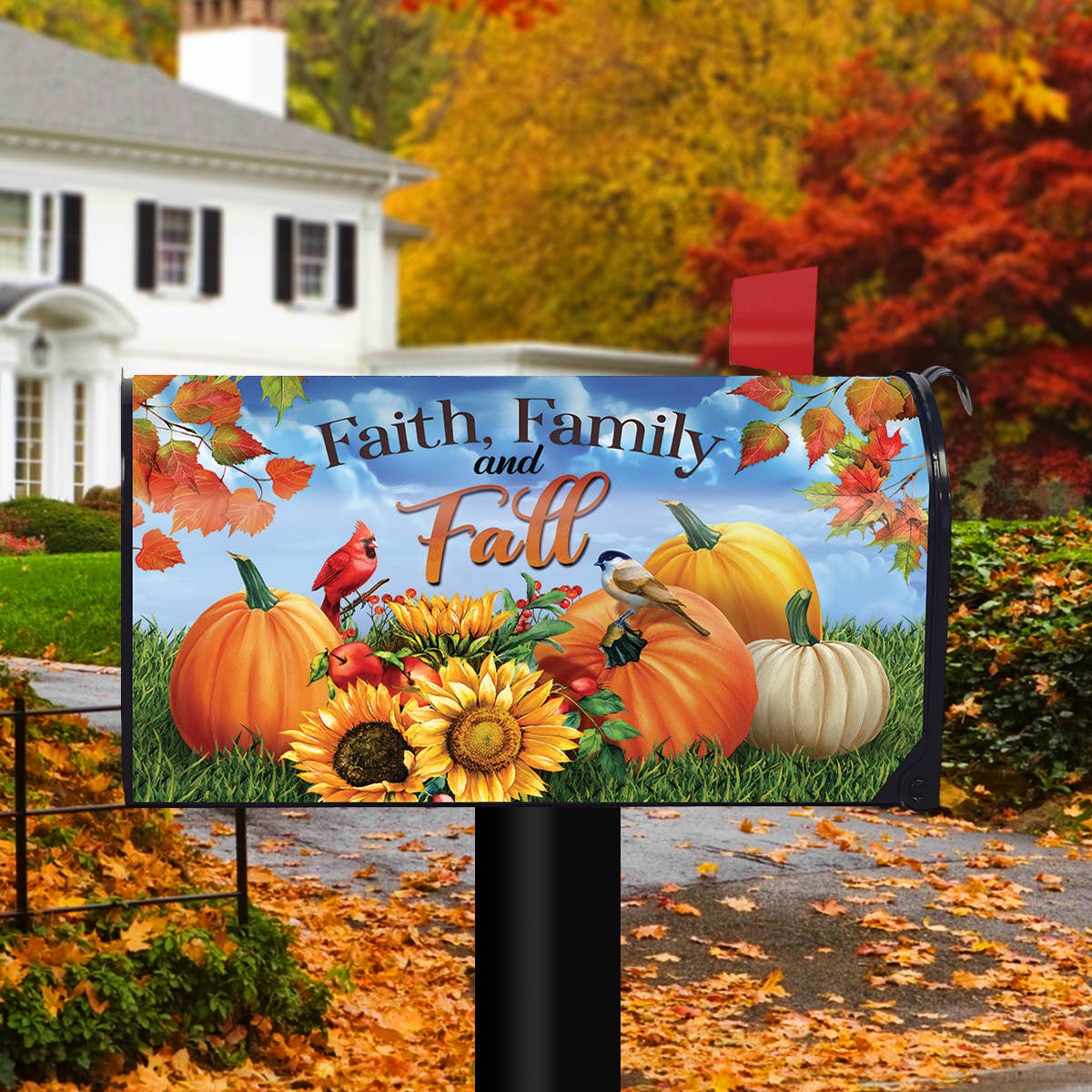 Faith Family and Fall Mailbox Cover  - Standard Size -