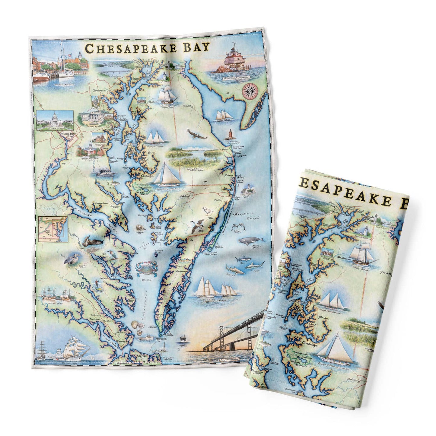 Chesapeake Bay Map Kitchen Towel